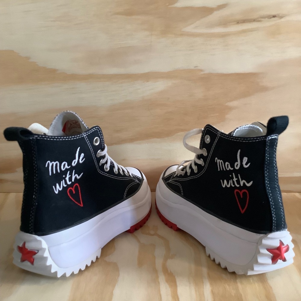Converse Run Star Hike Hi Valentine Made With Love Black Red 171120C Womens 10.5
